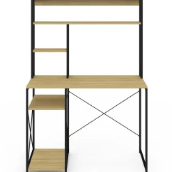 IDMarket Bureau avec étagères de rangement DETROIT design industriel* Bureaux De Travail|Bureaux Avec Rangement