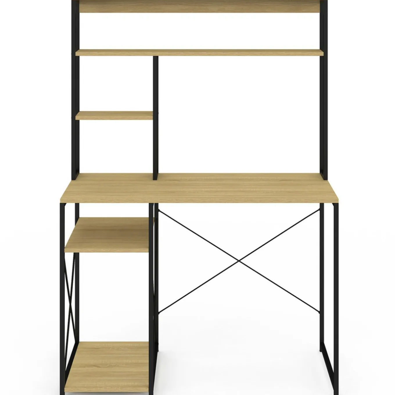 IDMarket Bureau avec étagères de rangement DETROIT design industriel* Bureaux De Travail|Bureaux Avec Rangement