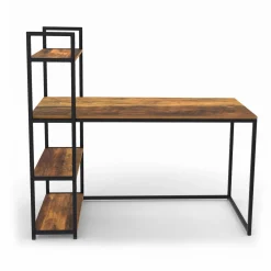 IDMarket Bureau avec étagères style industriel effet bois vieilli* Meubles Hauts|Meubles En Bois