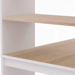 IDMarket Bureau bibliothèque bois façon hêtre et blanc* Collection Design|Collection Télétravail