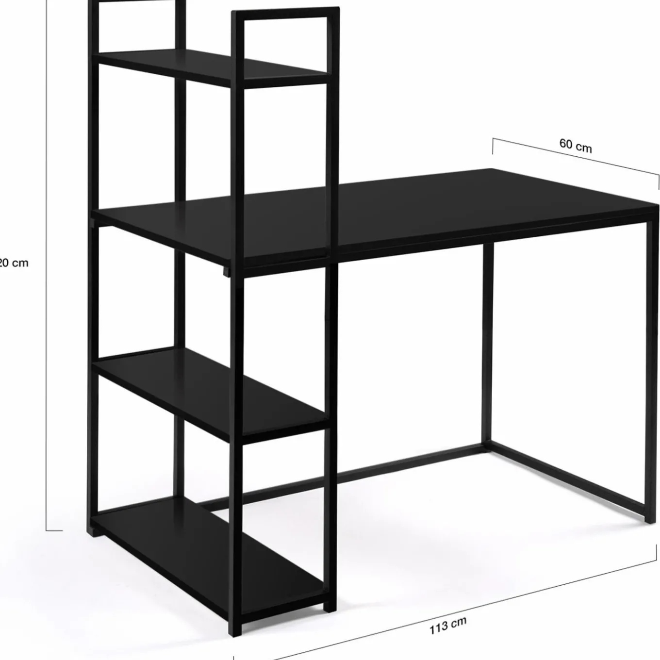IDMarket Bureau bibliothèque noir design industriel* Meubles Hauts|Meubles Noirs