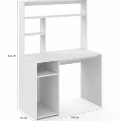 IDMarket Bureau blanc avec étagères de rangement* Collection Design|Collection Télétravail