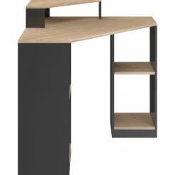 IDMarket Bureau d'angle avec rangements noir et façon hêtre* Collection Design|Collection Télétravail
