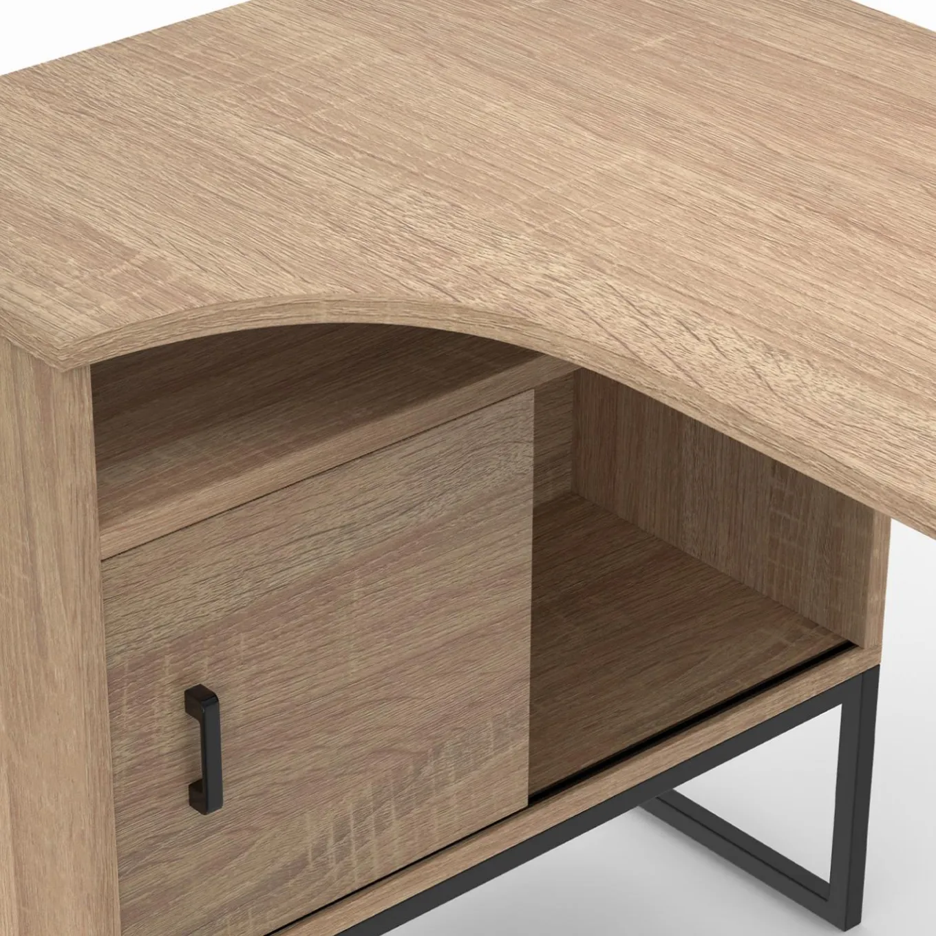 IDMarket Bureau d'angle industriel noir et façon hêtre* Collection Télétravail|Petits Meubles