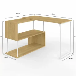 IDMarket Bureau d'angle rotatif 180° métal blanc et bois* Collection Télétravail|Petits Meubles