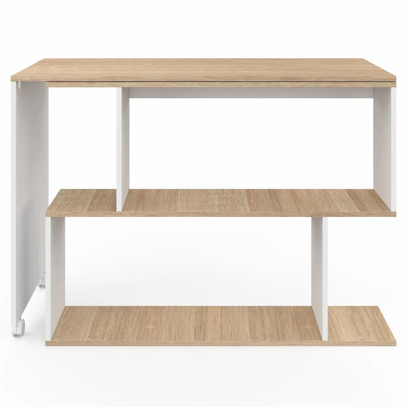 IDMarket Bureau d'angle rotatif en bois hêtre et blanc* Meubles En Bois|Collection Télétravail