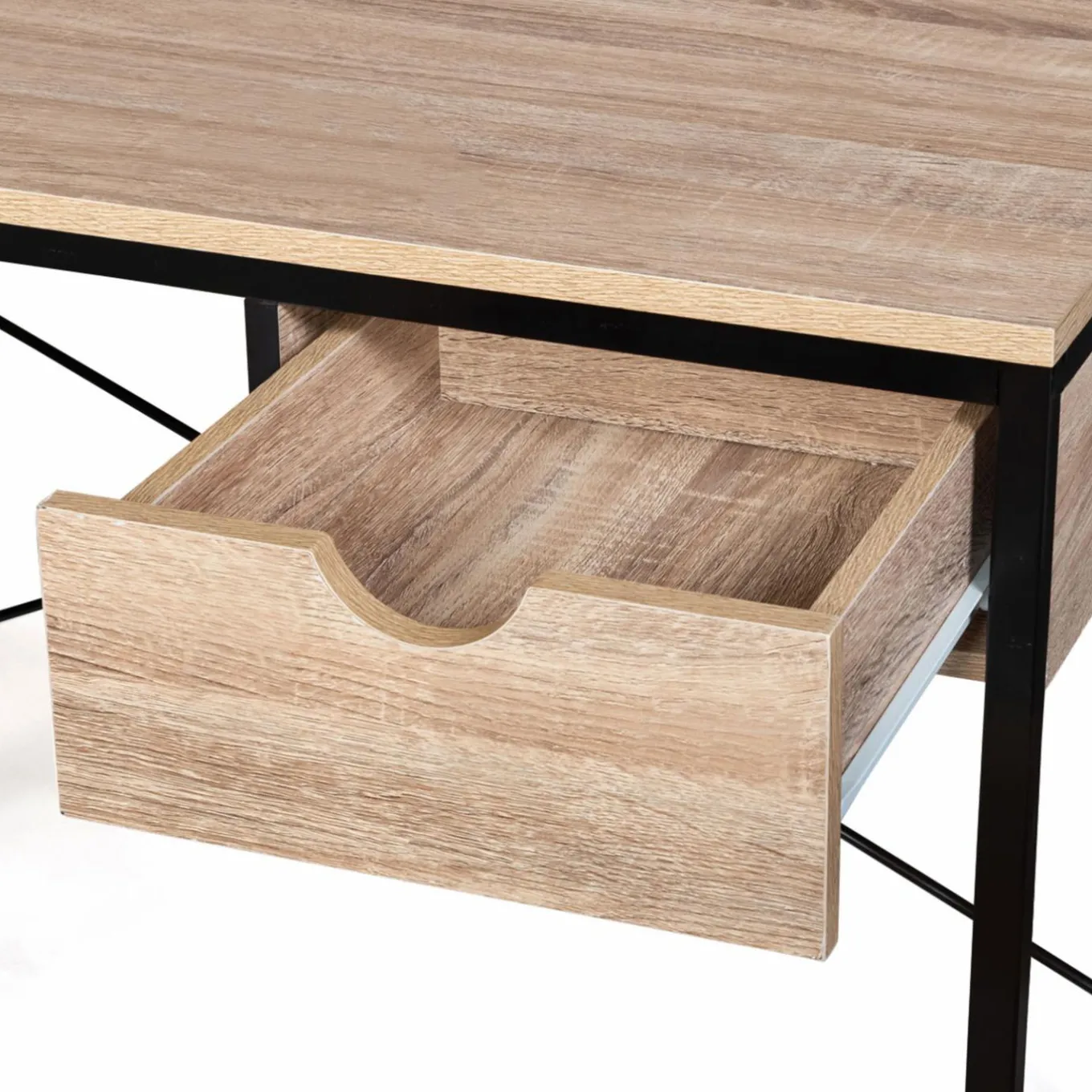 IDMarket Bureau design industriel avec tiroir latéral 110 cm* Meubles Tiroirs|Collection Télétravail