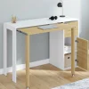 IDMarket Bureau extensible blanc et bois avec rangements* Meubles Blancs|Meubles En Bois