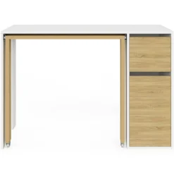 IDMarket Bureau extensible blanc et bois avec rangements* Meubles Blancs|Meubles En Bois