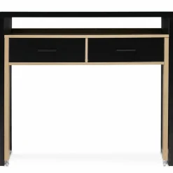 IDMarket Bureau extensible bois noir et façon hêtre* Collection Design|Collection Télétravail
