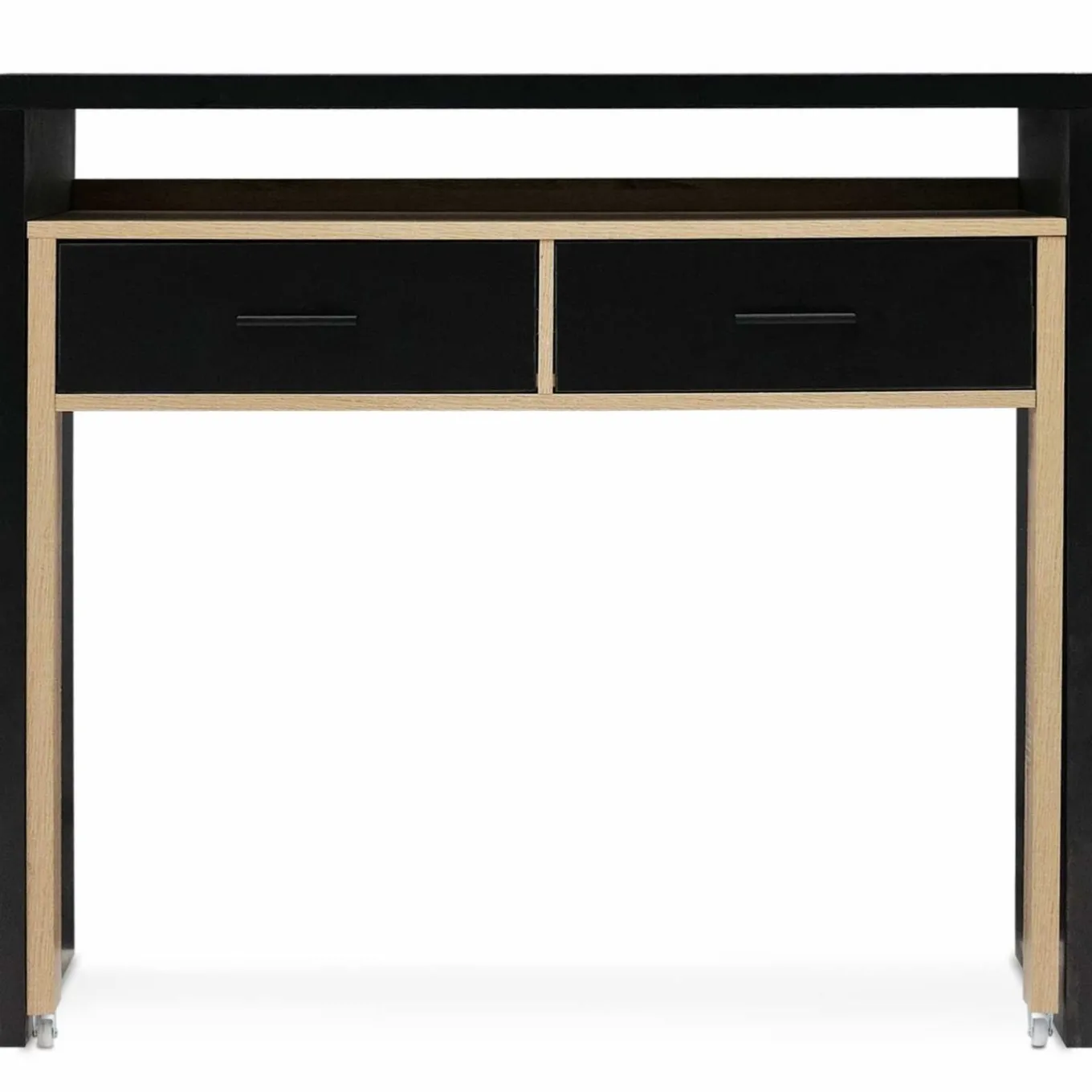 IDMarket Bureau extensible bois noir et façon hêtre* Collection Design|Collection Télétravail