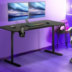 IDMarket Bureau gamer noir 120 cm* Bureaux Design|Bureaux Avec Plan De Travail