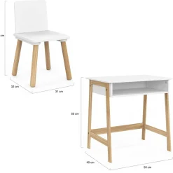 IDMarket Bureau pour enfant + chaise bois et blanc avec niche*Enfant Meubles Blancs|Meubles Enfant
