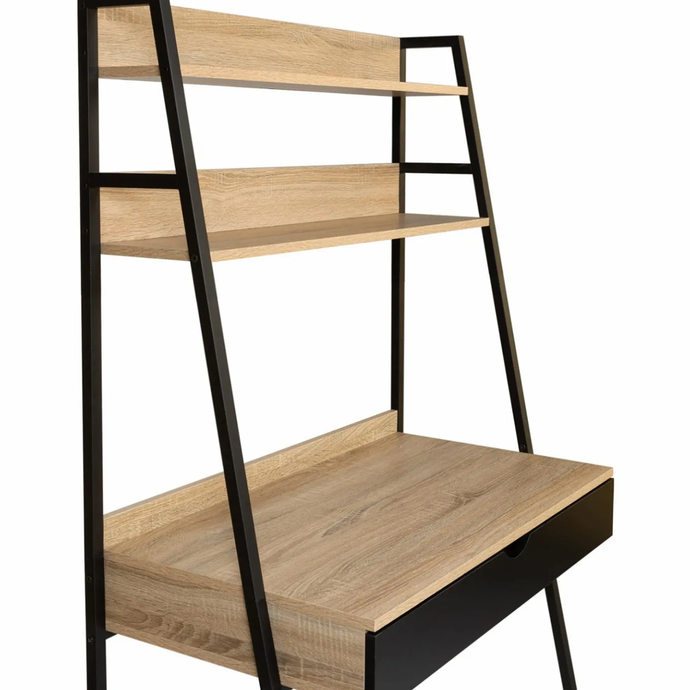 IDMarket Bureau étagères deux niveaux style industriel* Collection Télétravail|Bureaux En Bois