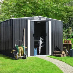 IDMarket Cabanon de jardin en métal 5,3m² gris* Abris De Jardin