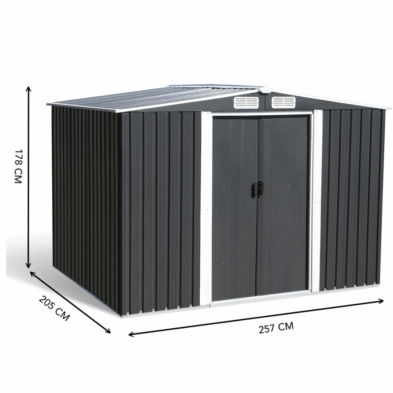 IDMarket Cabanon de jardin en métal 5,3m² gris* Abris De Jardin