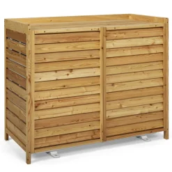 IDMarket Cache climatiseur extérieur en bois naturel 95 x 50 x 80 cm* Abris De Jardin|Protection Du Jardin