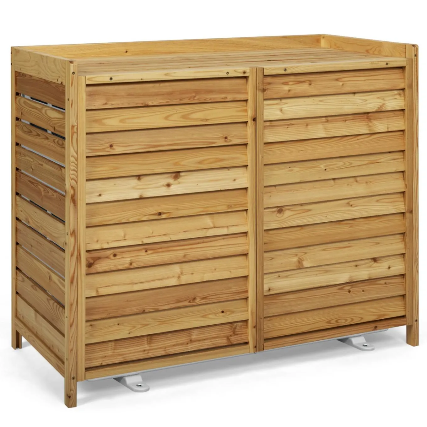 IDMarket Cache climatiseur extérieur en bois naturel 95 x 50 x 80 cm* Abris De Jardin|Protection Du Jardin