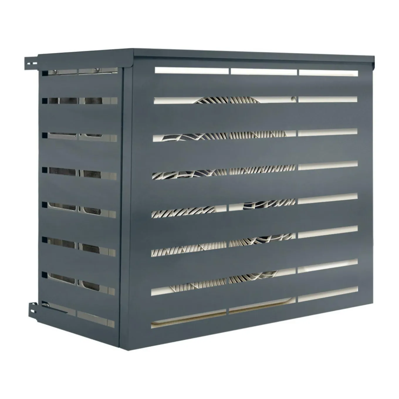 IDMarket Cache climatiseur extérieur en métal gris anthracite 95x50x80 cm* Abris De Jardin|Protection Du Jardin