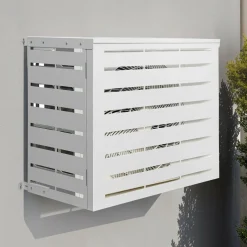 IDMarket Cache climatiseur métal blanc* Abris De Jardin|Protection Du Jardin