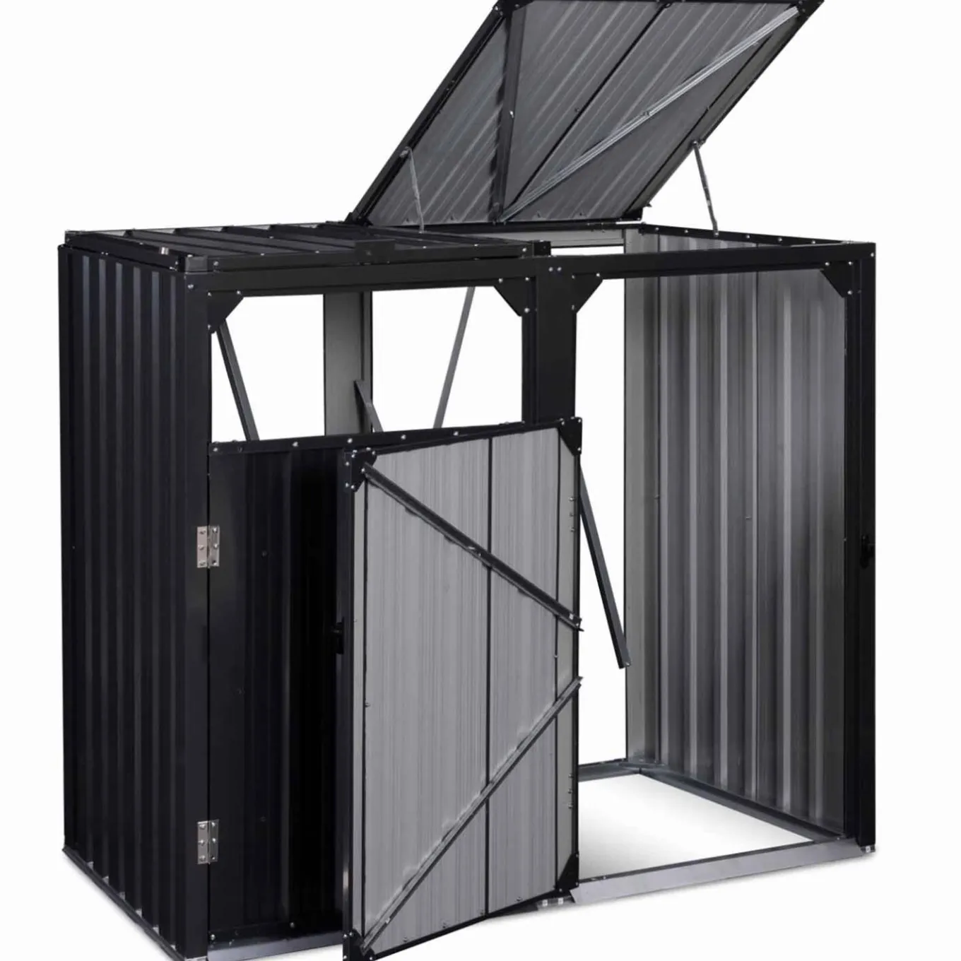 IDMarket Cache poubelle double en acier gris pour extérieur* Abris De Jardin