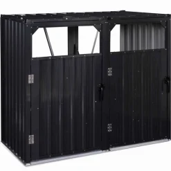 IDMarket Cache poubelle double en acier gris pour extérieur* Abris De Jardin