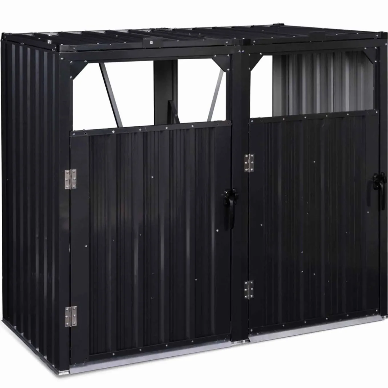 IDMarket Cache poubelle double en acier gris pour extérieur* Abris De Jardin