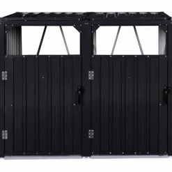 IDMarket Cache poubelle double en acier gris pour extérieur* Abris De Jardin