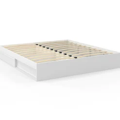 IDMarket Cadre de lit 180 x 200 cm avec rangements et sommier blanc* Chambre Complète Adulte|Lits Avec Sommier