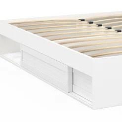 IDMarket Cadre de lit 180 x 200 cm avec rangements et sommier blanc* Chambre Complète Adulte|Lits Avec Sommier