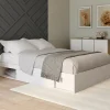 IDMarket Cadre de lit avec rangements et sommier blanc* Collection Moderne|Chambre Complète Adulte