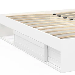 IDMarket Cadre de lit avec rangements et sommier blanc* Collection Moderne|Chambre Complète Adulte