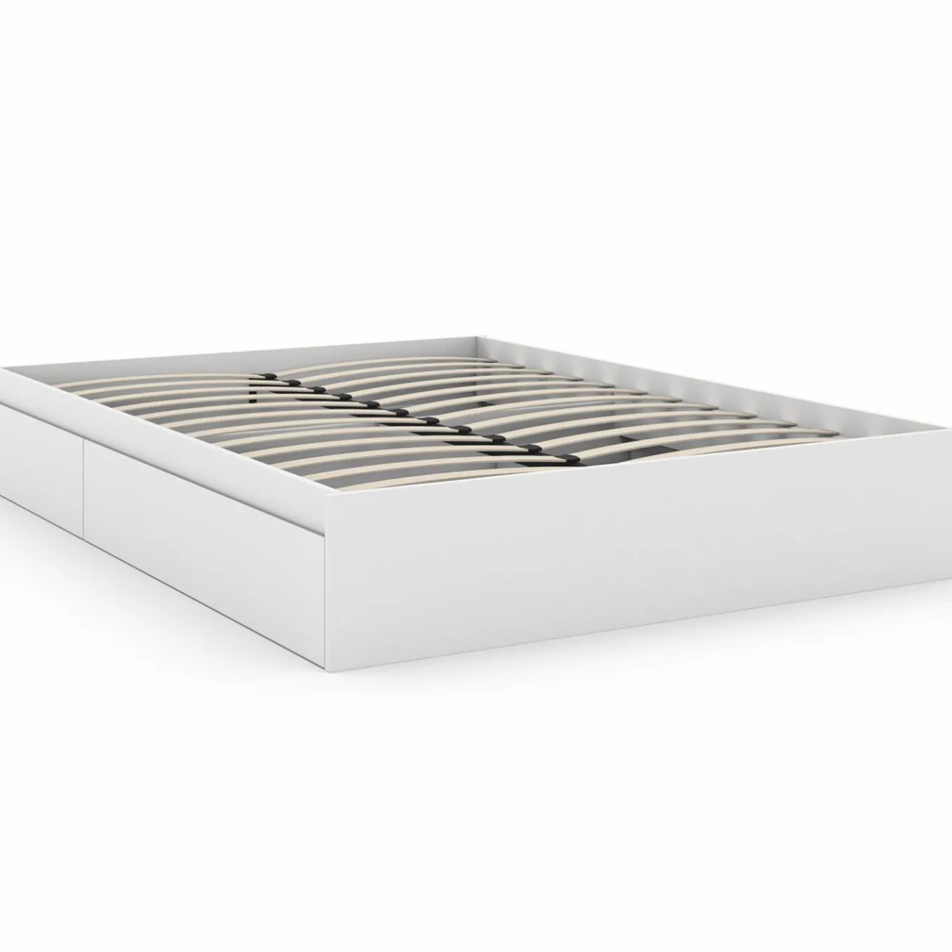 IDMarket Cadre de lit double 140x190 blanc avec 4 tiroirs et sommier* Collection Contemporaine|Lits Avec Sommier