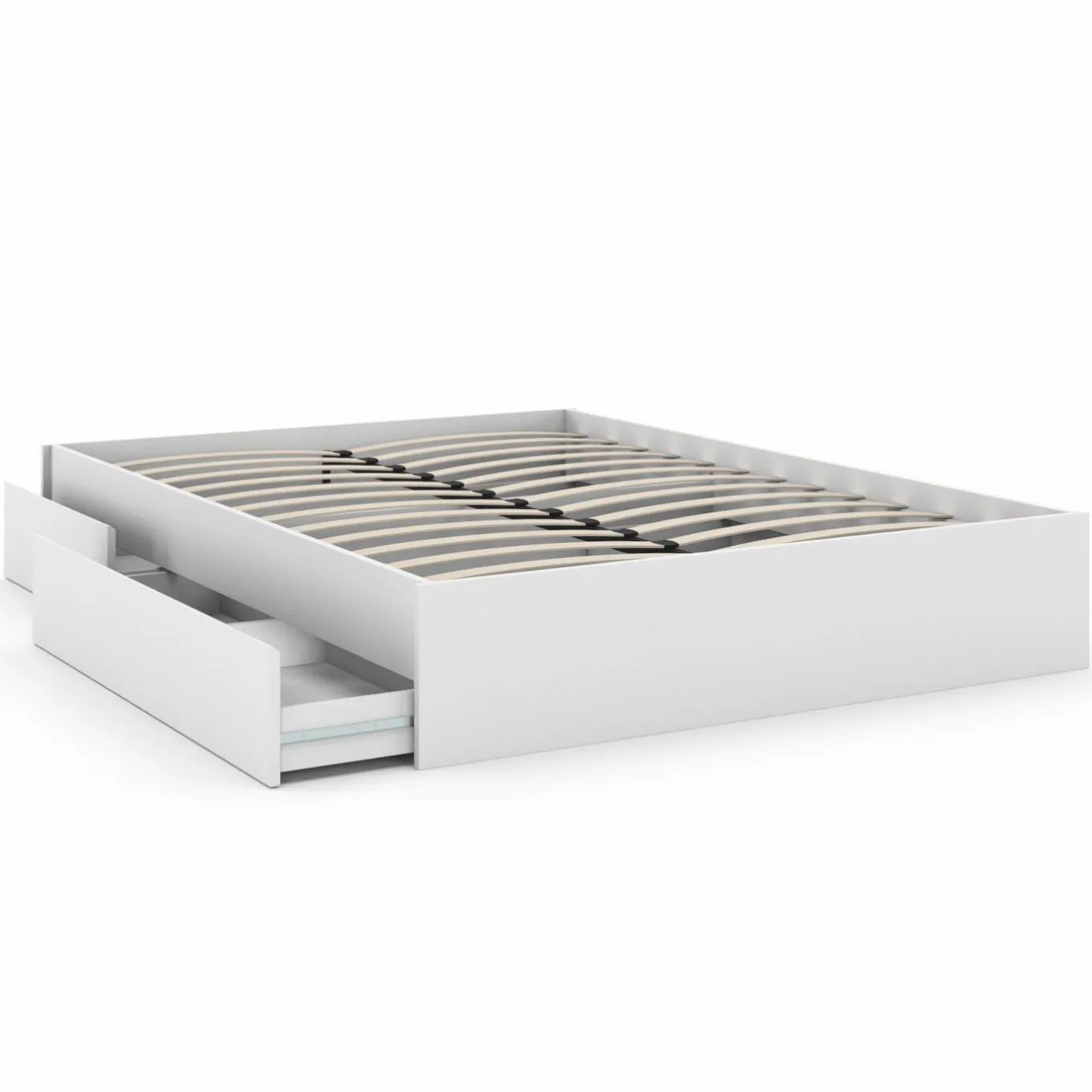 IDMarket Cadre de lit double 140x190 blanc avec 4 tiroirs et sommier* Collection Contemporaine|Lits Avec Sommier