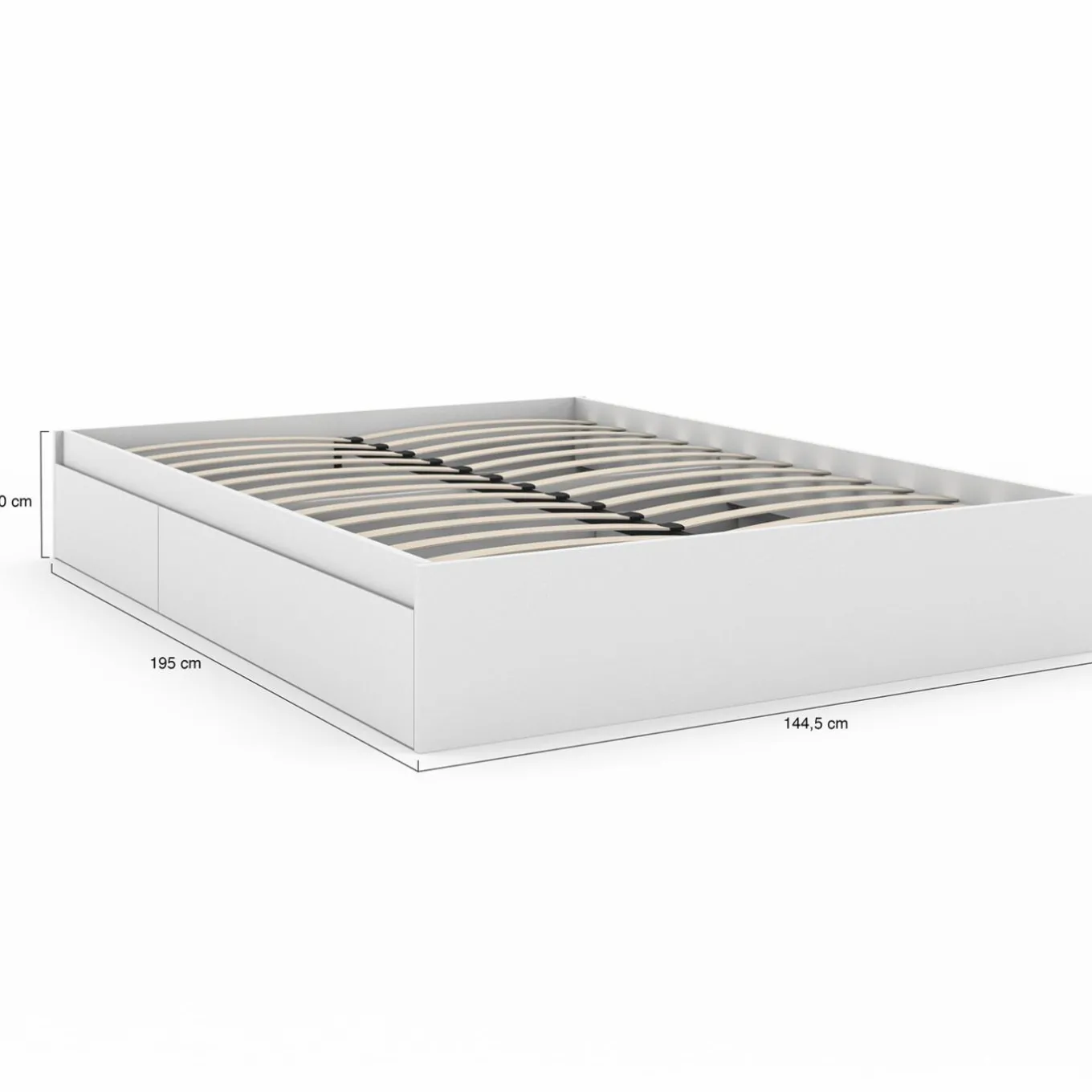 IDMarket Cadre de lit double 140x190 blanc avec 4 tiroirs et sommier* Collection Contemporaine|Lits Avec Sommier
