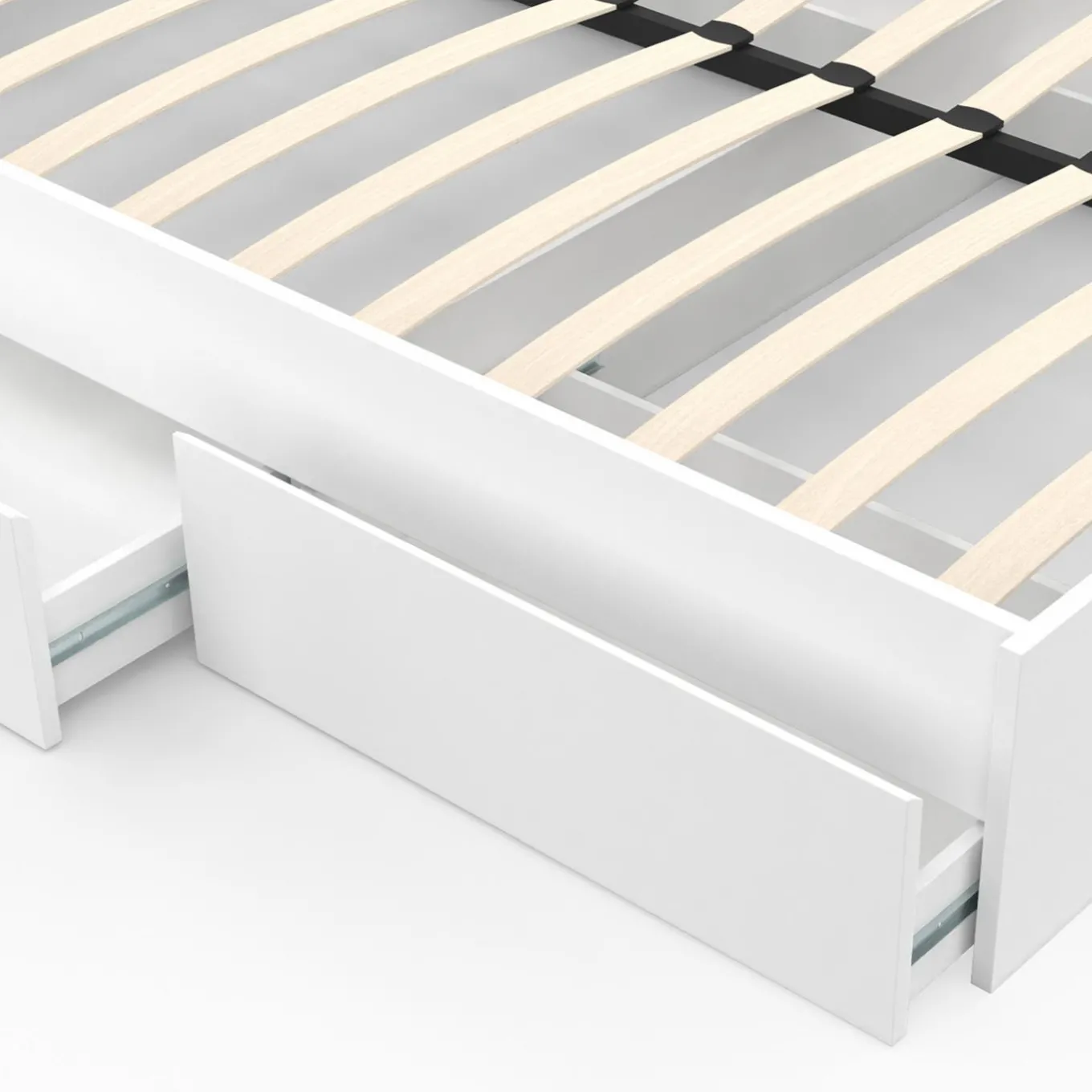 IDMarket Cadre de lit double 140x190 blanc avec 4 tiroirs et sommier* Collection Contemporaine|Lits Avec Sommier