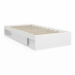 IDMarket Cadre de lit simple 90x190 cm bois blanc avec rangement* Lits Avec Sommier