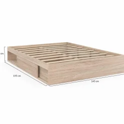 IDMarket Cadre de lit 140x190 cm avec sommier et rangements en hêtre* Lits Avec Sommier|Chambre Complète Adulte
