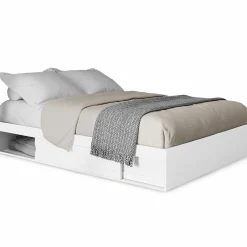 IDMarket Cadre de lit 140x190 cm avec sommier et rangements blanc* Collection Moderne|Chambre Complète Adulte