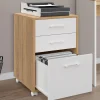 IDMarket Caisson de bureau bois et blanc avec 3 tiroirs* Collection Télétravail|Collection Contemporaine