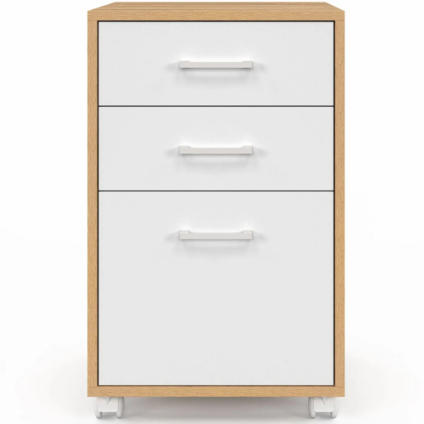 IDMarket Caisson de bureau bois et blanc avec 3 tiroirs* Collection Télétravail|Collection Contemporaine