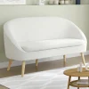 IDMarket Canapé banquette tissu bouclette blanc* Collection Scandinave|Salon Complet