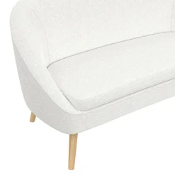 IDMarket Canapé banquette tissu bouclette blanc* Collection Scandinave|Salon Complet