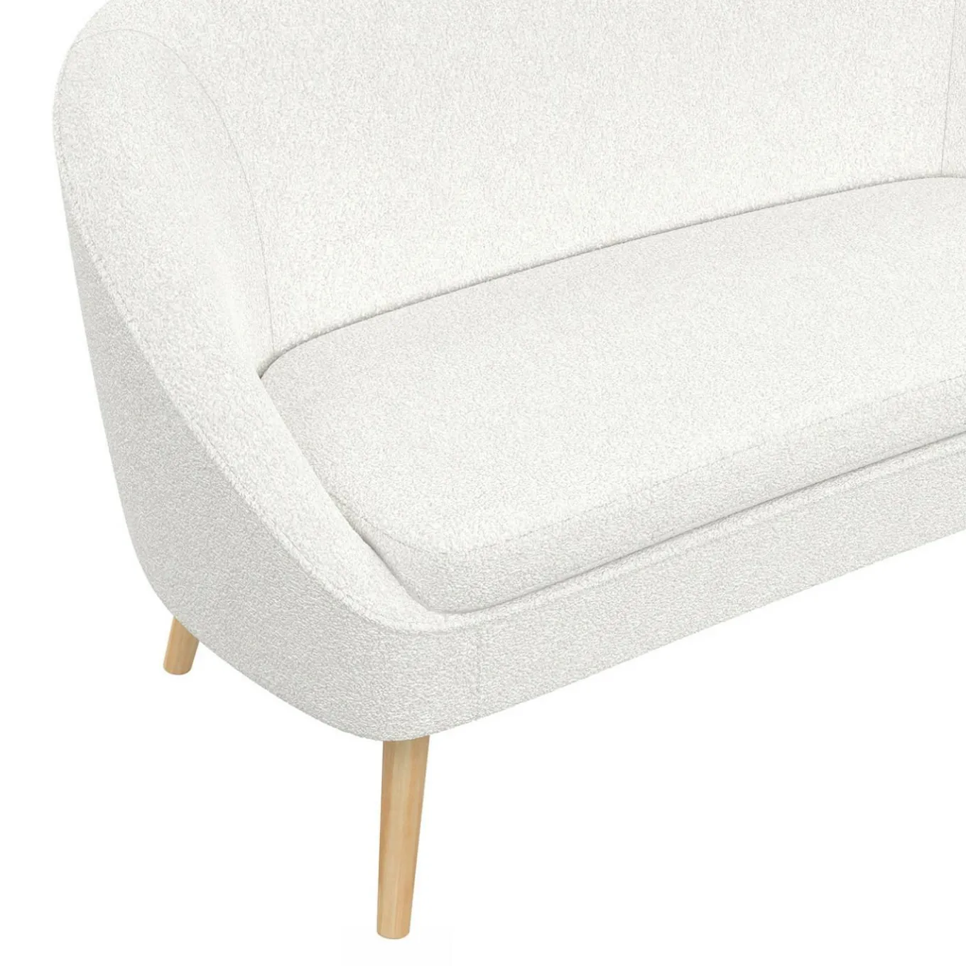 IDMarket Canapé banquette tissu bouclette blanc* Collection Scandinave|Salon Complet