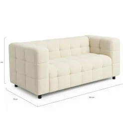 IDMarket Canapé double capitonné en tissu bouclette* Collection Design|Salon Complet