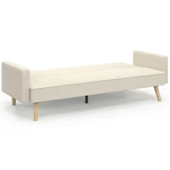 IDMarket Canapé droit scandinave 3 places convertible LARS velours côtelé beige* Collection Scandinave|Canapés
