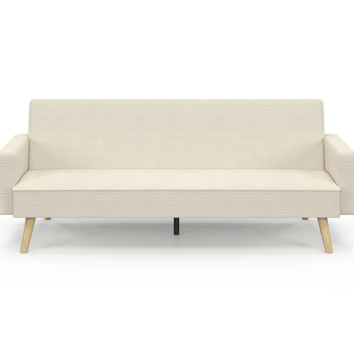 IDMarket Canapé droit scandinave 3 places convertible LARS velours côtelé beige* Collection Scandinave|Canapés