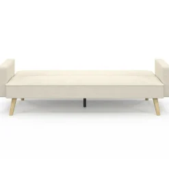 IDMarket Canapé droit scandinave 3 places convertible LARS velours côtelé beige* Collection Scandinave|Canapés
