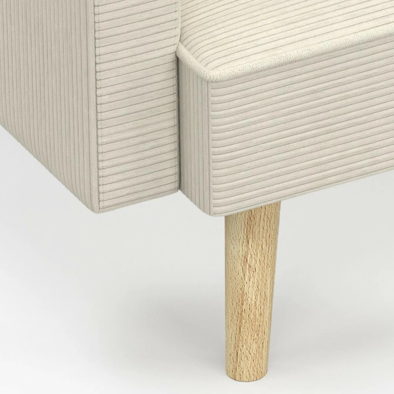 IDMarket Canapé droit scandinave 3 places convertible LARS velours côtelé beige* Collection Scandinave|Canapés