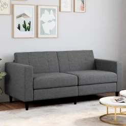 IDMarket Canapé fixe moderne 3 places 180 cm en tissu gris anthracite* Collection Moderne|Salon Complet